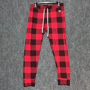 PINK Victoria's Secret Red Black Buffalo Plaid Pajama Joggers Large 371409-A9D